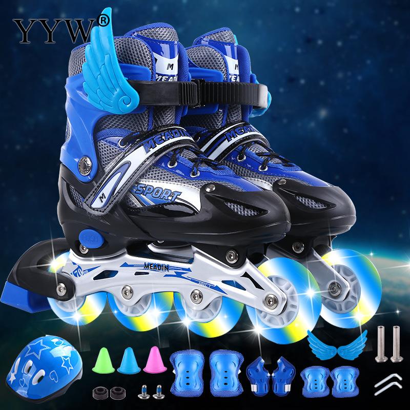 Inline Roller Skate Verstelbare Schaatsen Rollen Schoenen Sliding Voor Kinderen Skate Sneakers Rollen Maat L Kids Ourdoor Sport: flash blue suit / l 37-42