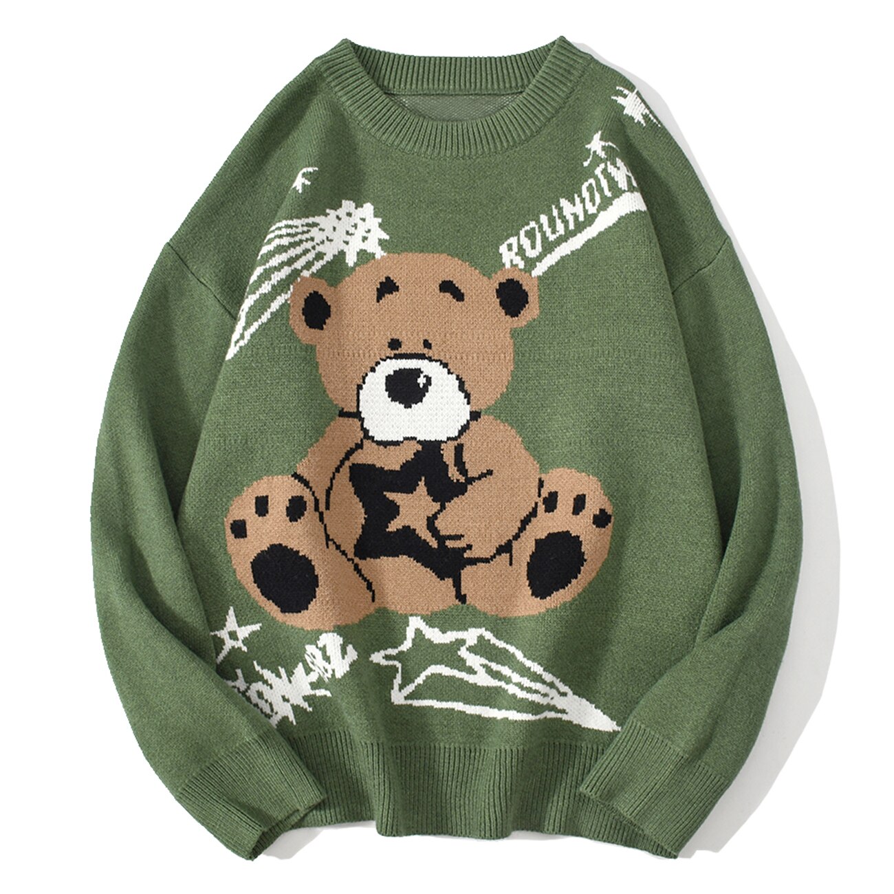 Suéter estampado de oso Harajuku para hombre, ropa informal estilo Hip Hop, algodón, holgado, Otoño,