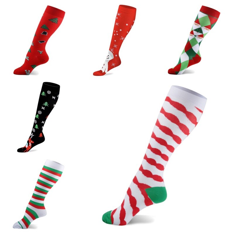Unisex Kerst Kousen Casual Compressie Lange Sokken Stretch Outdoor Funny Elastische Kalf Stockings1.