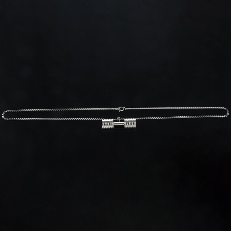 Pendentif haltère collier Fitness musculation grande taille argent Crossfit collier haltères bijoux Fitness acier inoxydable