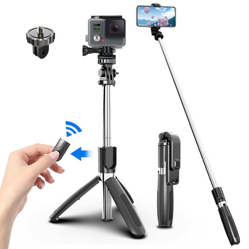 -multifunktionaler kabelloser bluetooth-selfie-stick, tragbarer handyhalter, ausziehbares mini-stativ für ios- und android-smartphones