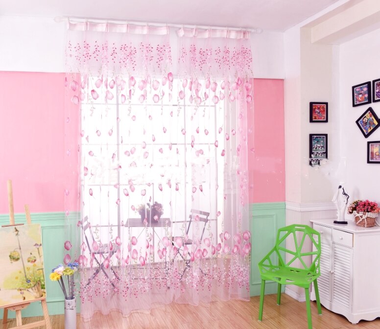 Tende moderne in Tulle per soggiorno tende viola per bambini camera da letto porta tende da cucina corte tende Creative: Pink