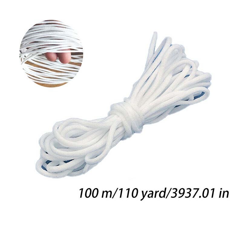 500/300/200m bandes élastiques pour masques, longueur de couture, largeur, cordon élastique blanc, épaisseur de couture, 3mm accessoires de couture diy
