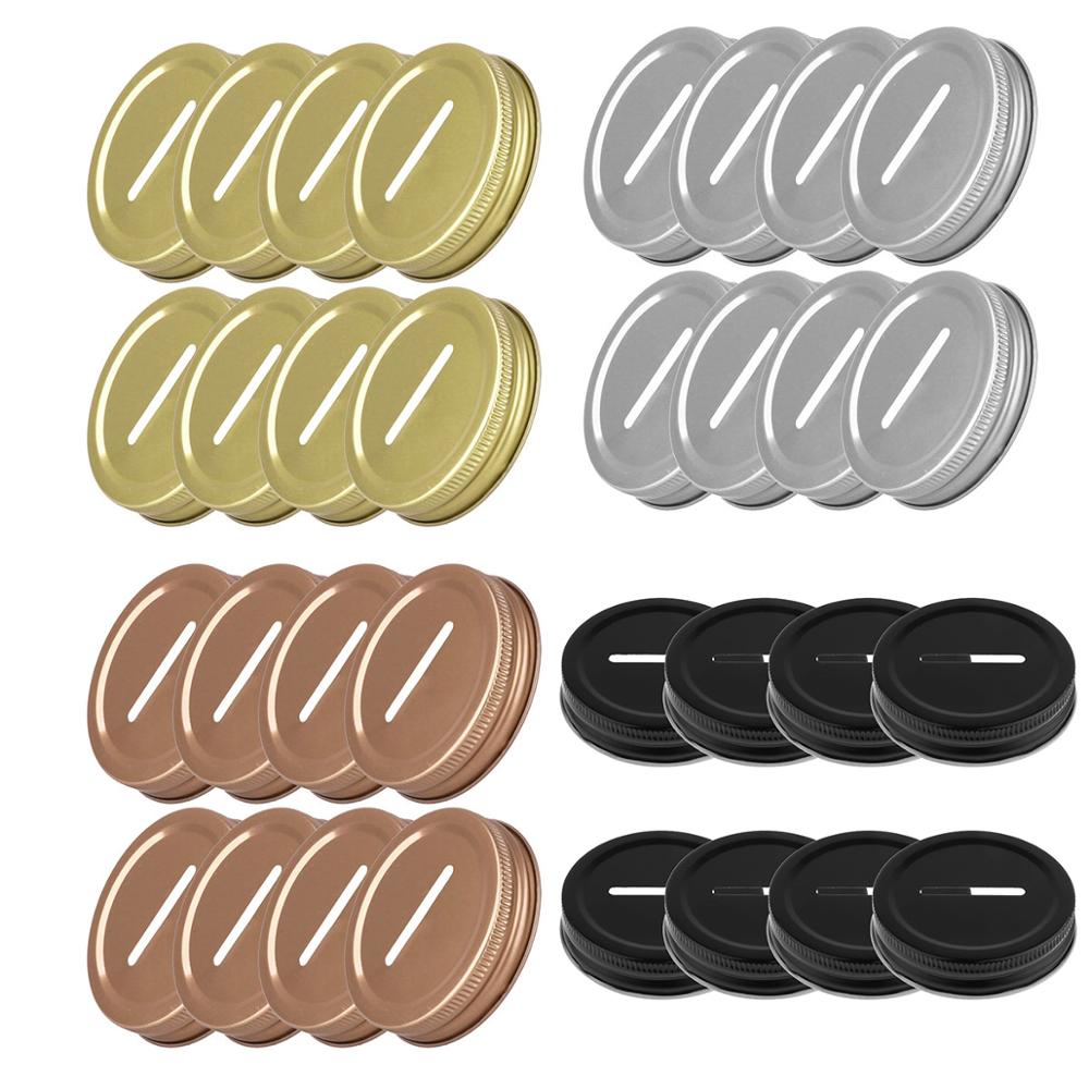 8Pcs/set Stainless Steel Metal Thread Cap 70mm Coin Slot Storage Lids Home Kitchen Canning Slotted Inserts Caps Supplies