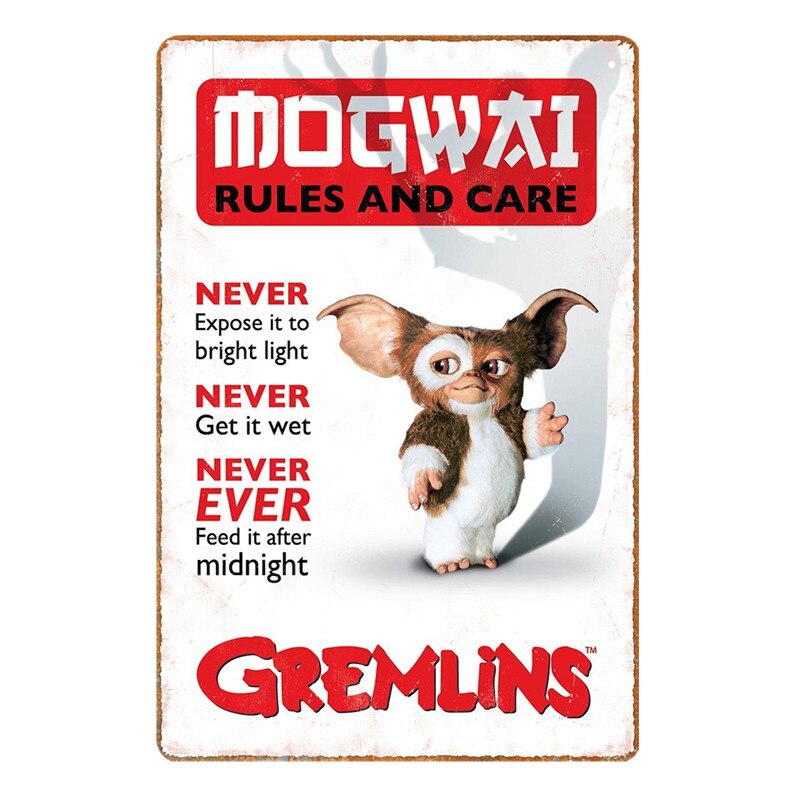 Gremlins Wall Stickers for Kids Room Game Center Home Decoration Vintage Art Painting Plaque Metal Signs