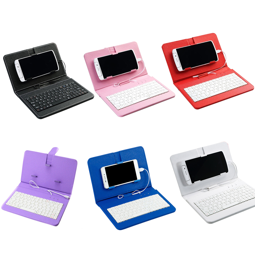 4.8-6.0 Inch Telefoon Case Pu Leather Flip Case Bedraad Toetsenbord Holster Universele Protector Vervanging Voor Andriod