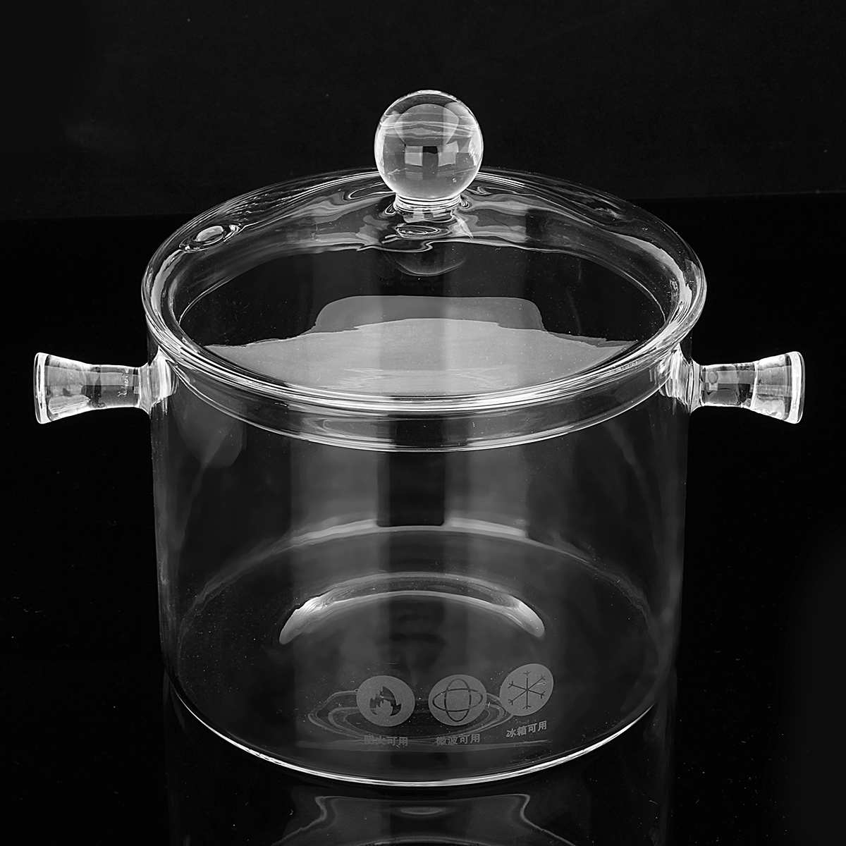 Household Glass Soup Pot Glass Saucepan Transparent Soup Cooker Heat Resistant Instant Noodle Bowl Pot Kitchen Supplies 1.5/1.7L
