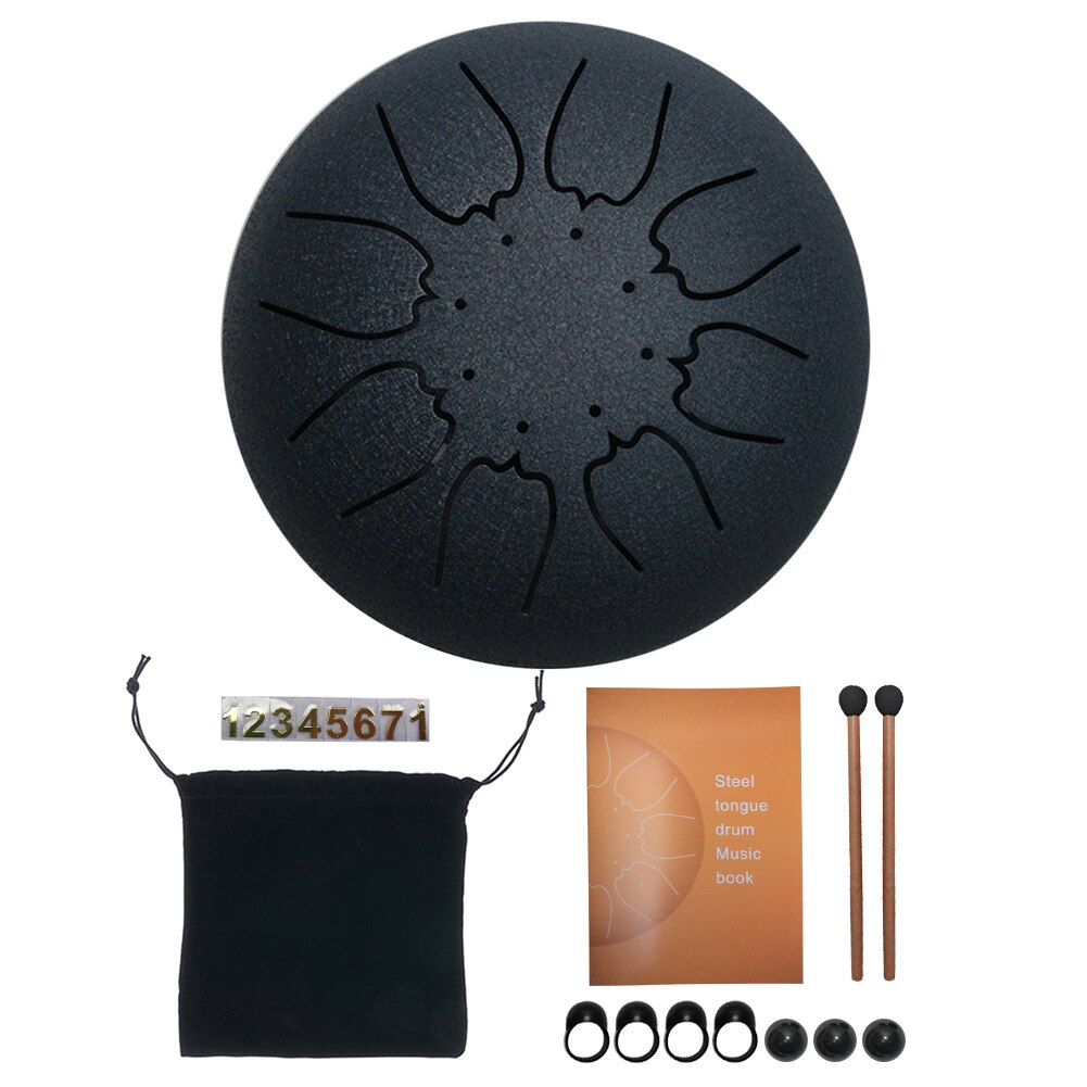 8 Notes Small Drum w/ Carrying Bag 6 inch Percussion Steel Tongue Set Instrument for Music Lovers Playing Accessories: Navy