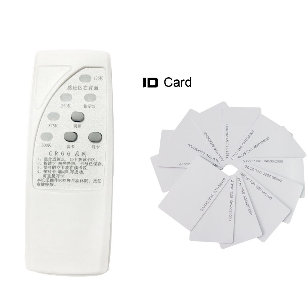 Rfid id-kort duplikator kopimaskine 125/250/375/500 khz  cr66 rfid scanner programmør læser writer duplikator: Forfatter 10 id kort