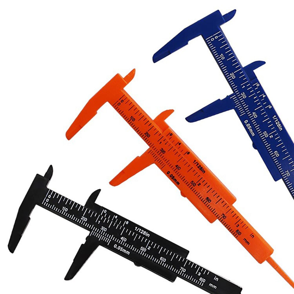 0-80mm Double Rule Scale Plastic Vernier Caliper Measuring Student Mini Tool Ruler