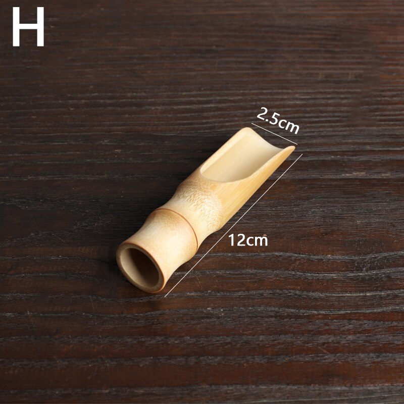 Colher de chá kung fu de bambu natural, colher de chá e matcha, acessórios para chá, utensílios da cerimônia de fabricação: H