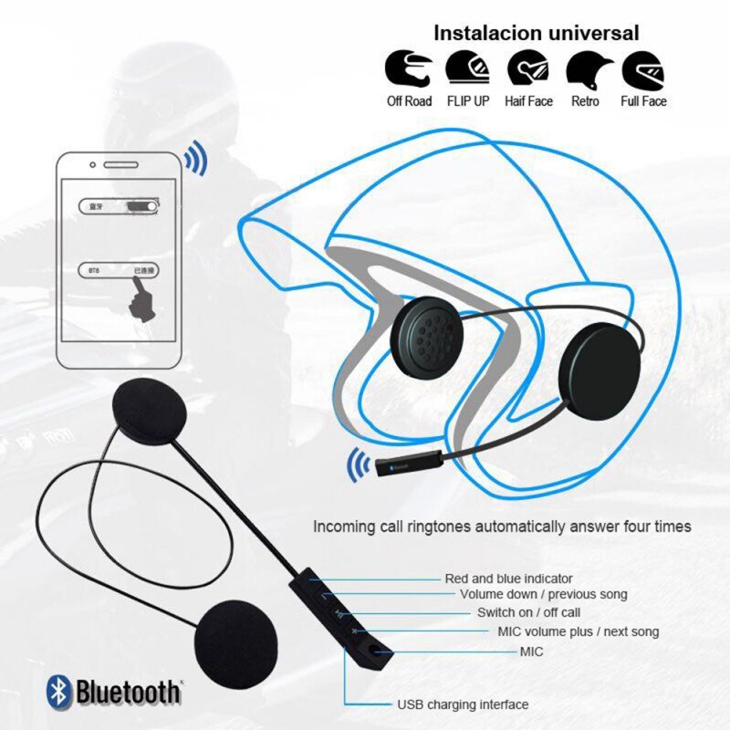 Bluetooth 4.1 + Edr Anti-Interferentie Oortelefoon Voor Motorhelm Handsfree Helmen