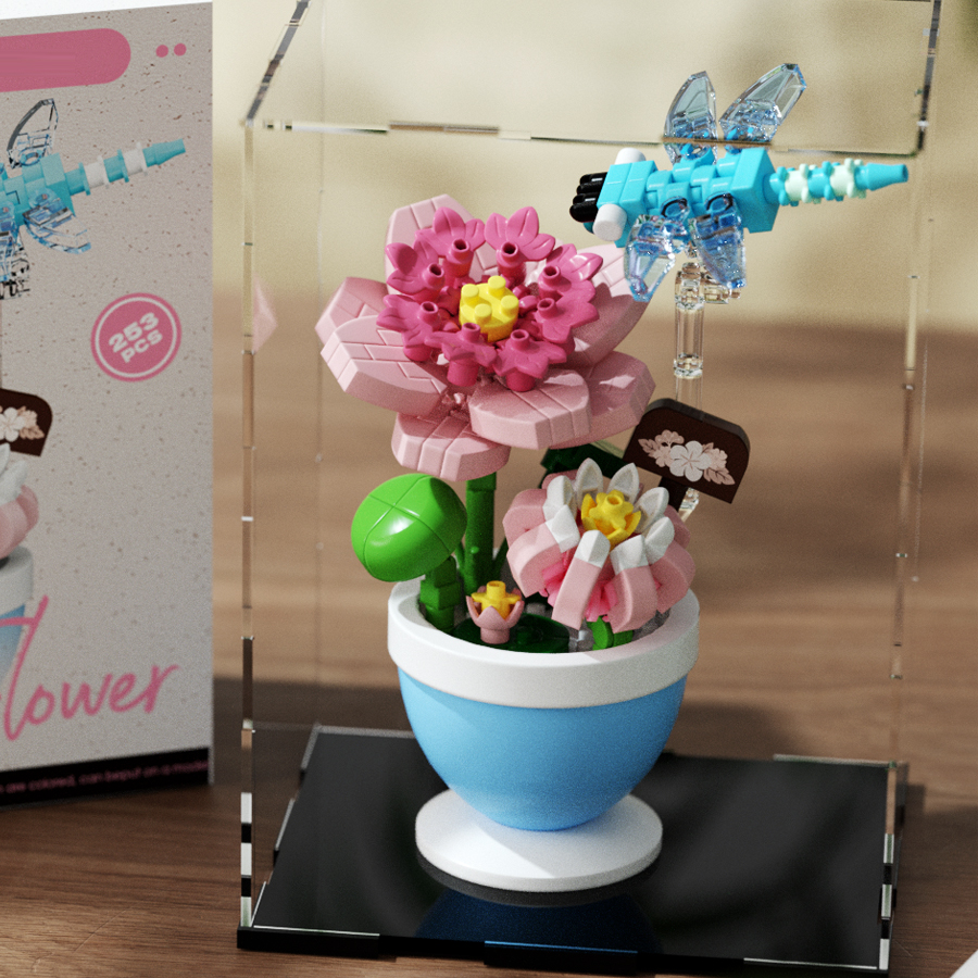 Bloempot Bouwstenen Bloemen Insect Serie Diamant Bakstenen Kinderspeelgoed Bij Vlinder Libel Tuinspeelgoed Decoraties