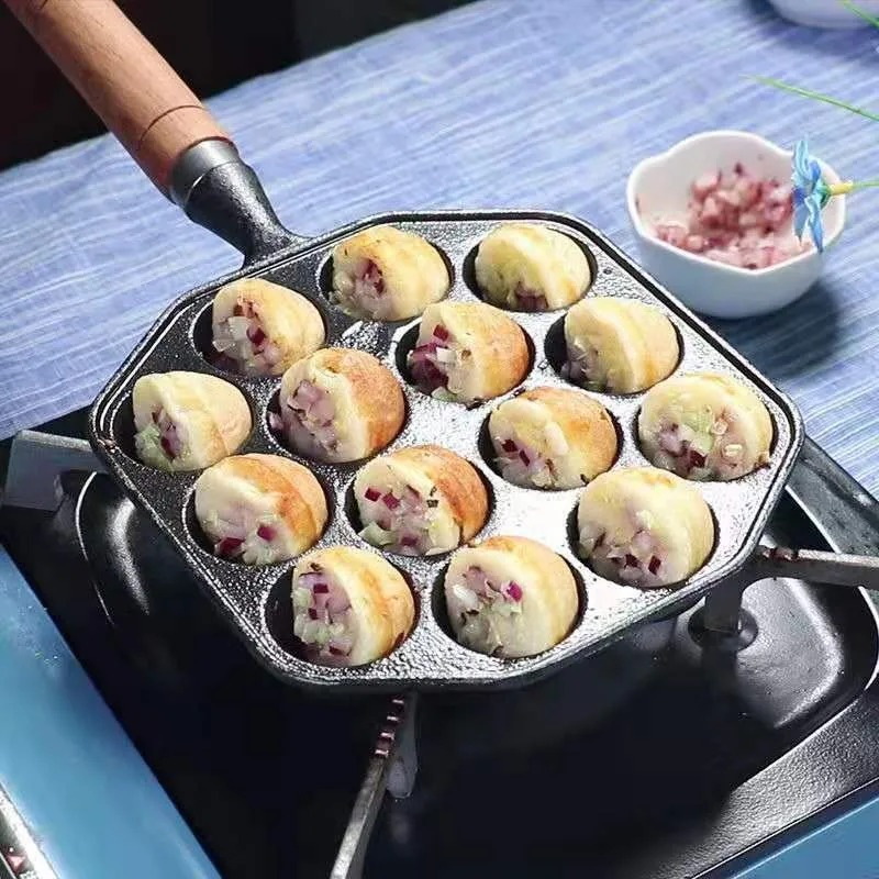 Cottura Takoyaki padella 14 fori regalo pancake spazzola in silicone con forchette cucina di casa fornello a gas professionale in ghisa a induzione