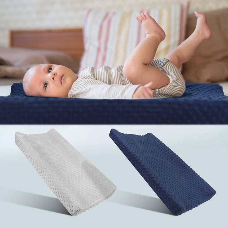 2 Pcs Soft Reusable Changing Pad Cover Minky Dot Foldable Travel Baby Breathable Diaper Pad Sheets Cover