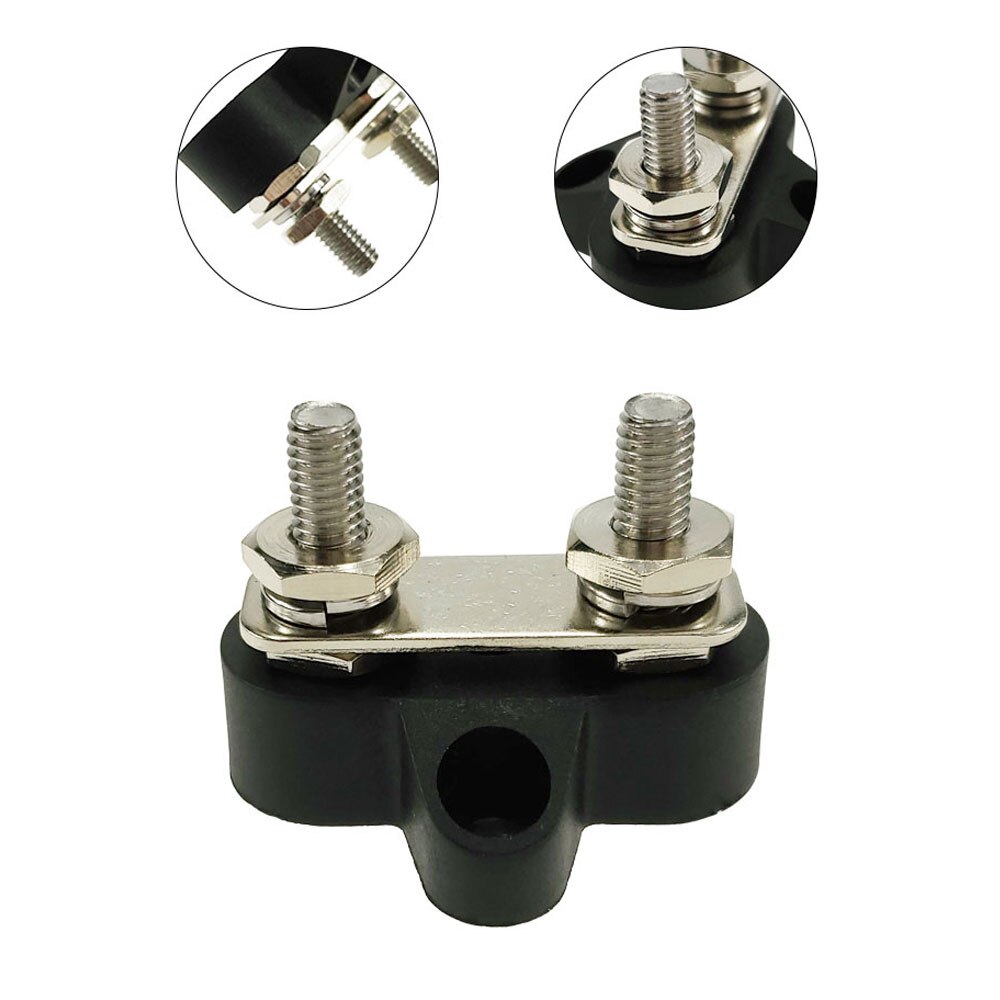 Iztoss Dual Heavy-Duty Power Terminal Blocks M6(1/4") Dual Stud Power and Ground Junction Block with Connecting Link