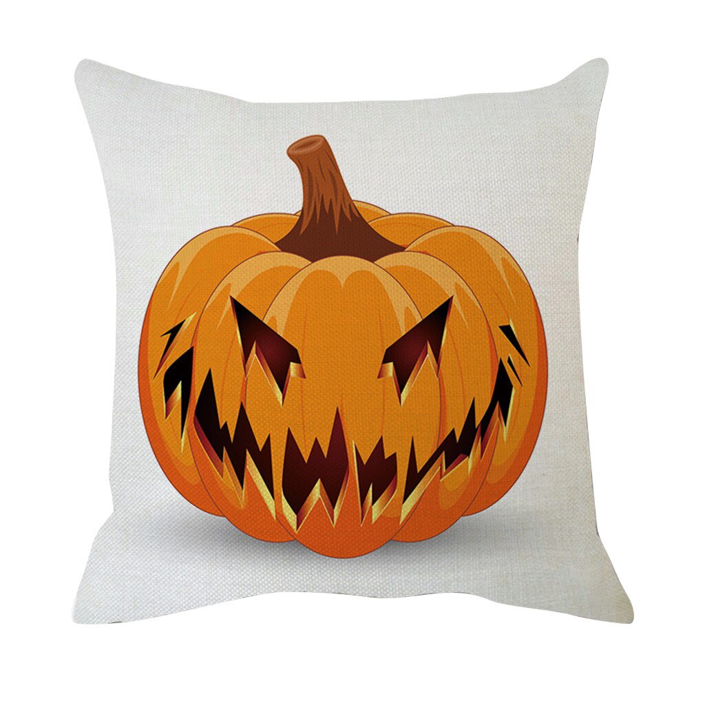 Halloween Pompoen Uitdrukking Afdrukken Katoen Zachte Linnen Wit Sierkussen Case Kussenhoes Thuis Woonkamer Sofa Decoratie: C