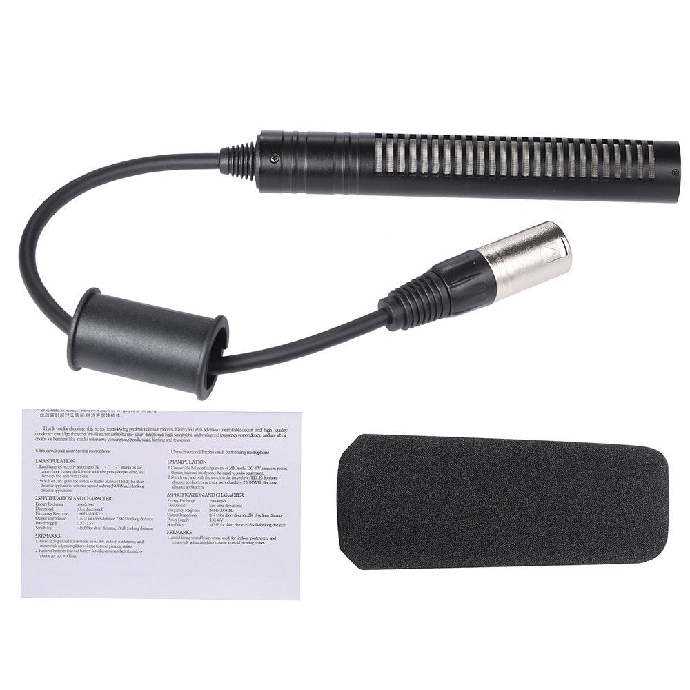 Andoer Video-opname Interview Stereo Condensator Unidirectionele Microfoon Mic voor Sony Panosonic Camcorder -- XLR Interface