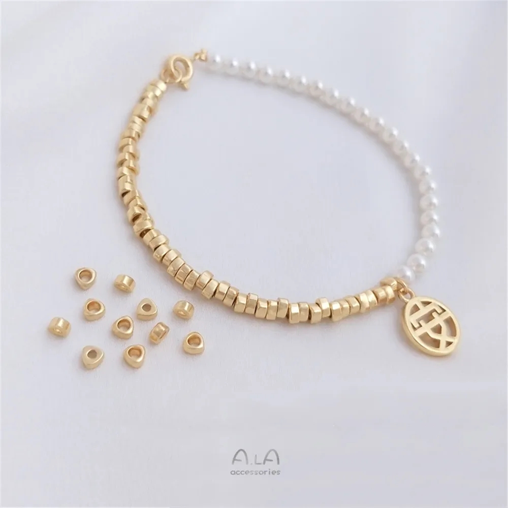 14K Gold Wrapped Kleine Gebroken Goud Kralen Driehoekige Spacer Diy Armband Hoofddeksel Handgemaakte Kralen: Oranje / 5mm
