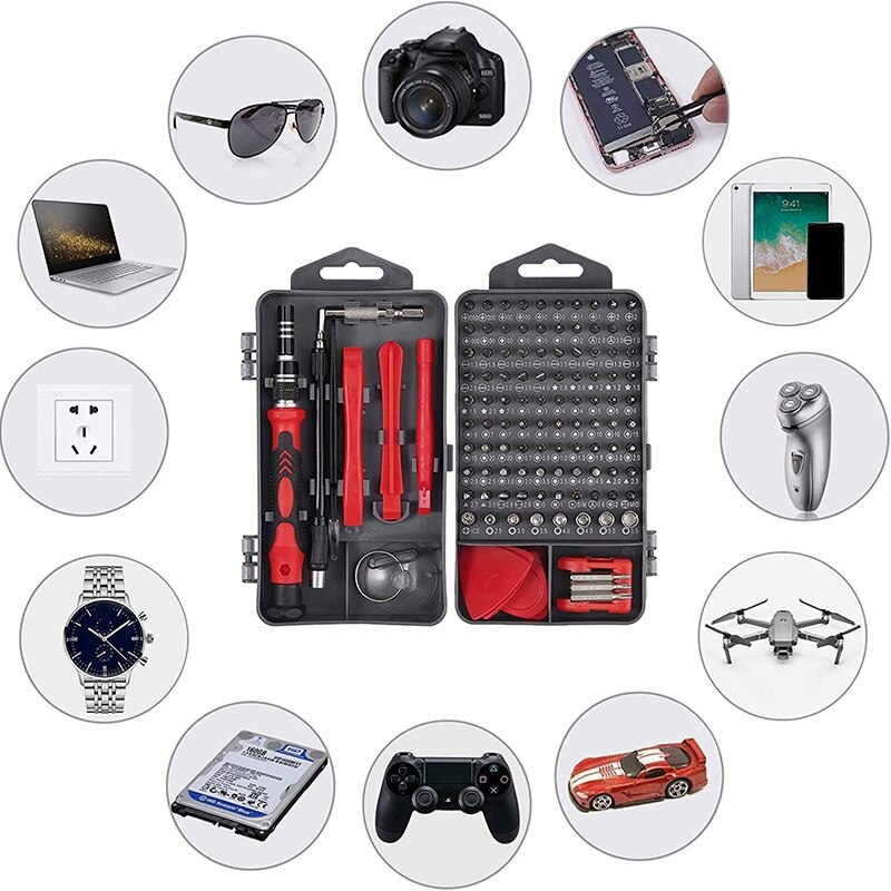 Juego de destornilladores de precisión 122 en 1, Kit de destornilladores magnéticos, Kit de herramientas de reparación electrónica para reparar PC, Reloj portátil