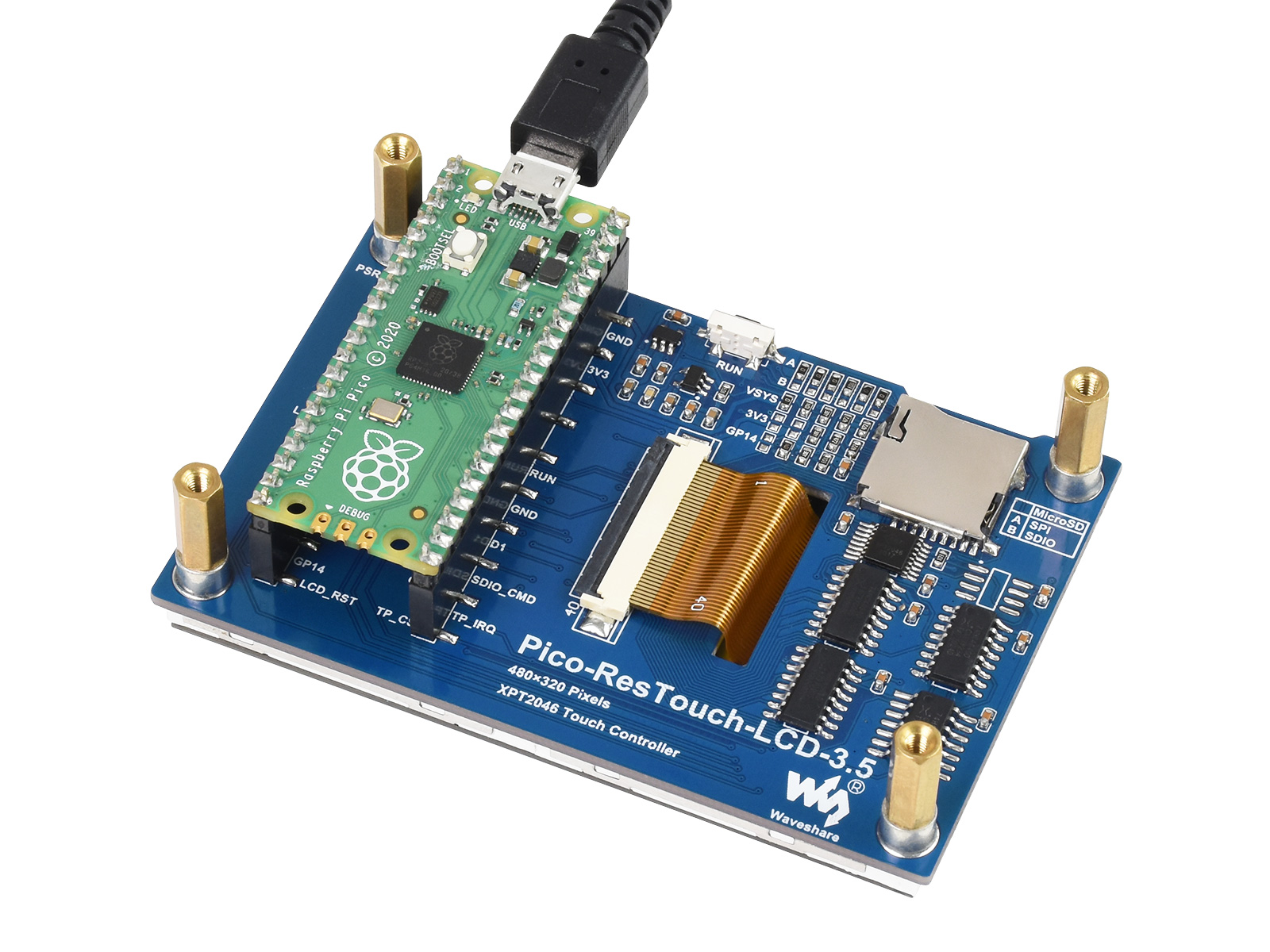 3.5inch Touch Display Module for Raspberry Pi Pico, 65K Colors, 480*320, SPI