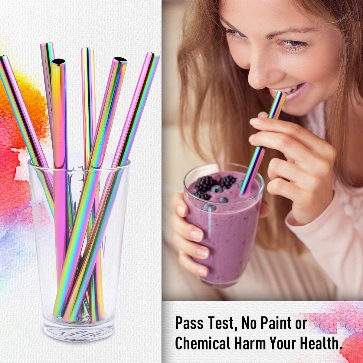 Large Wide Reusable Metal Smoothie Straws Reusable Eco-friendly 304 Stainless Steel Boba Bubble Straw for Bar Drinking Accessory
