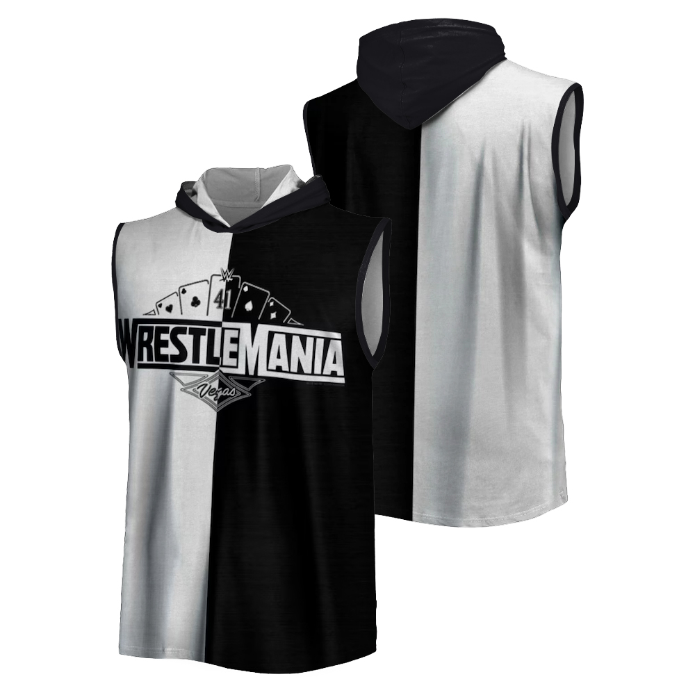 Wrestlemania 41 brytesport ermeløs hettegenser menn kvinner hettevest låve utendørsvest tanktopp: Xxl