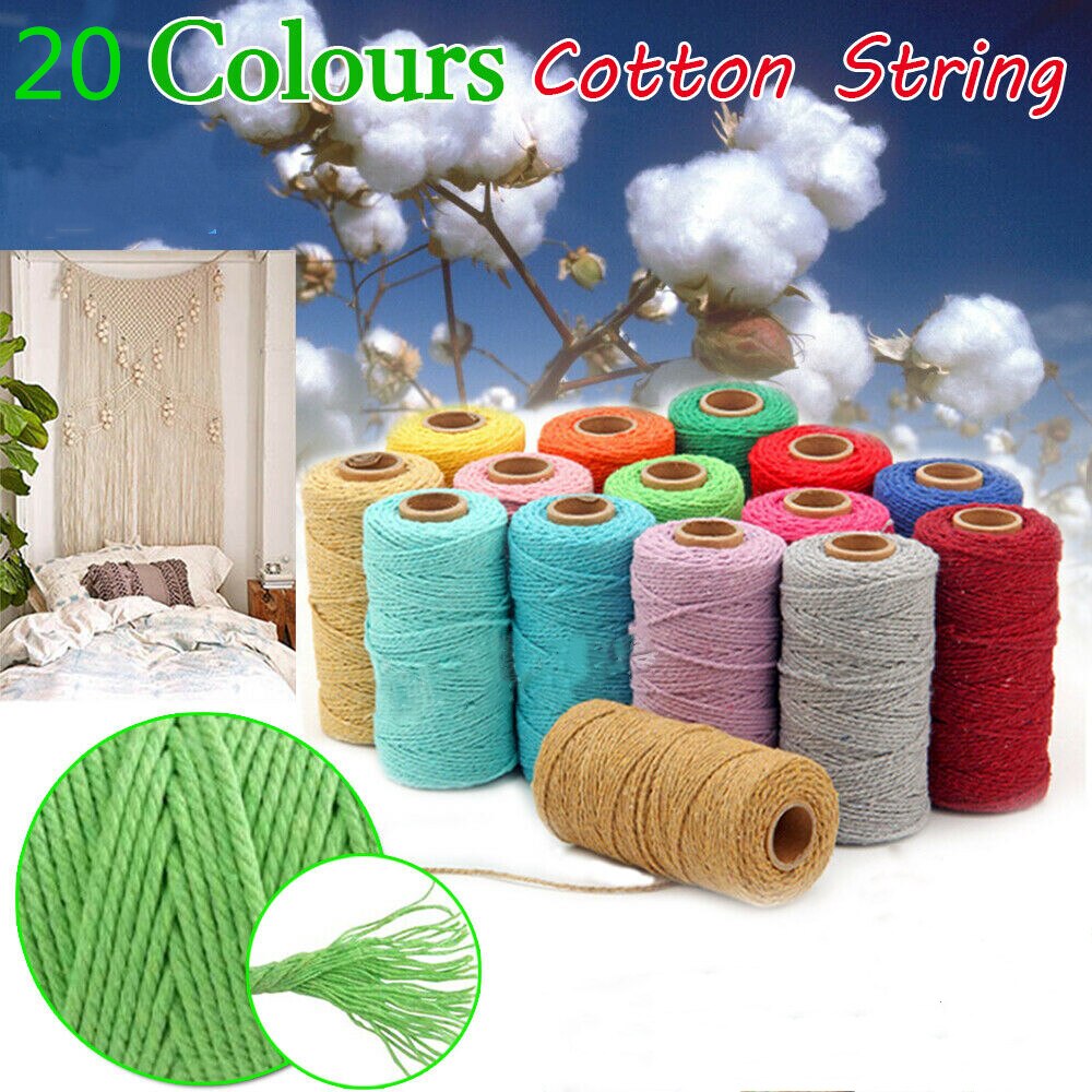 Cordon de ficelle en macramé coton naturel | Cordon en corde naturelle de coton 2MM/100M, décoration artisanale, cordon de ficelle en coton de boulanger suspendu à la main