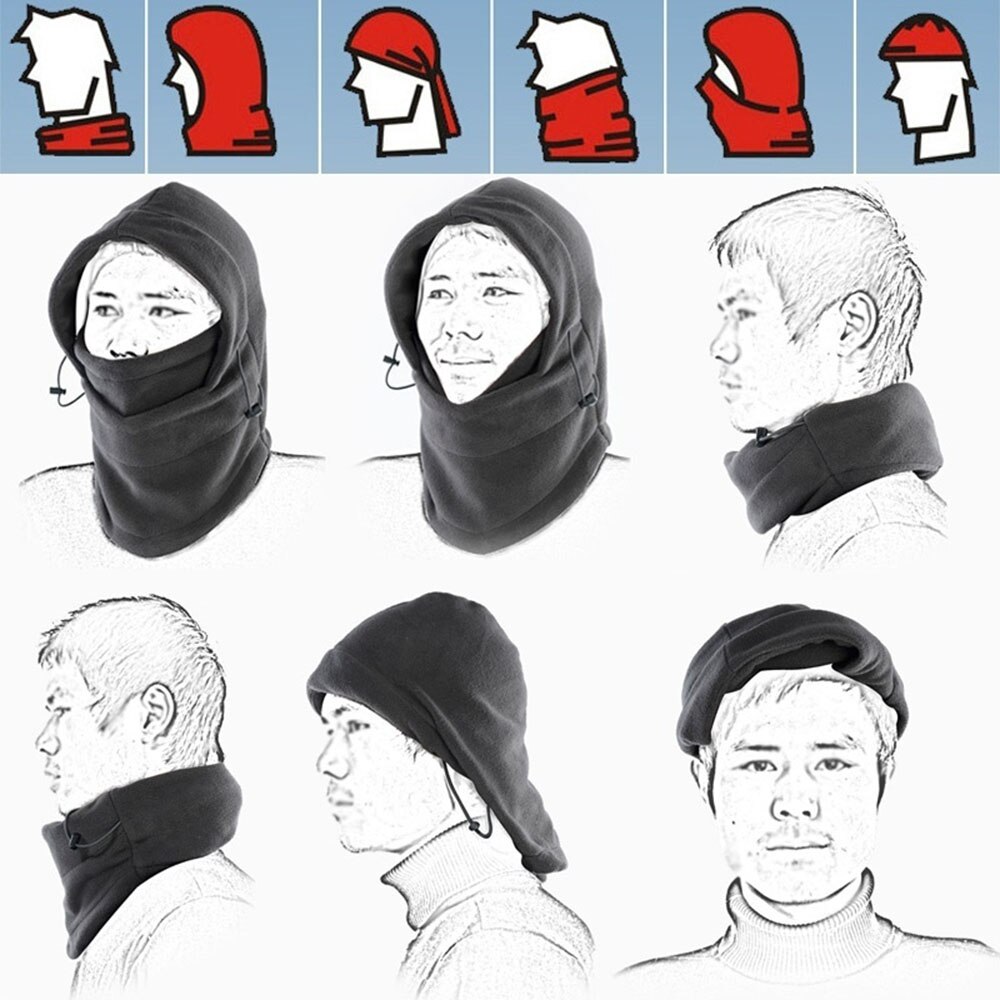 Sally face cykling 6 in 1 termisk fleece balaclava utomhus skidmasker cyling beanies vinterskydd vindstopp ansiktsmössor