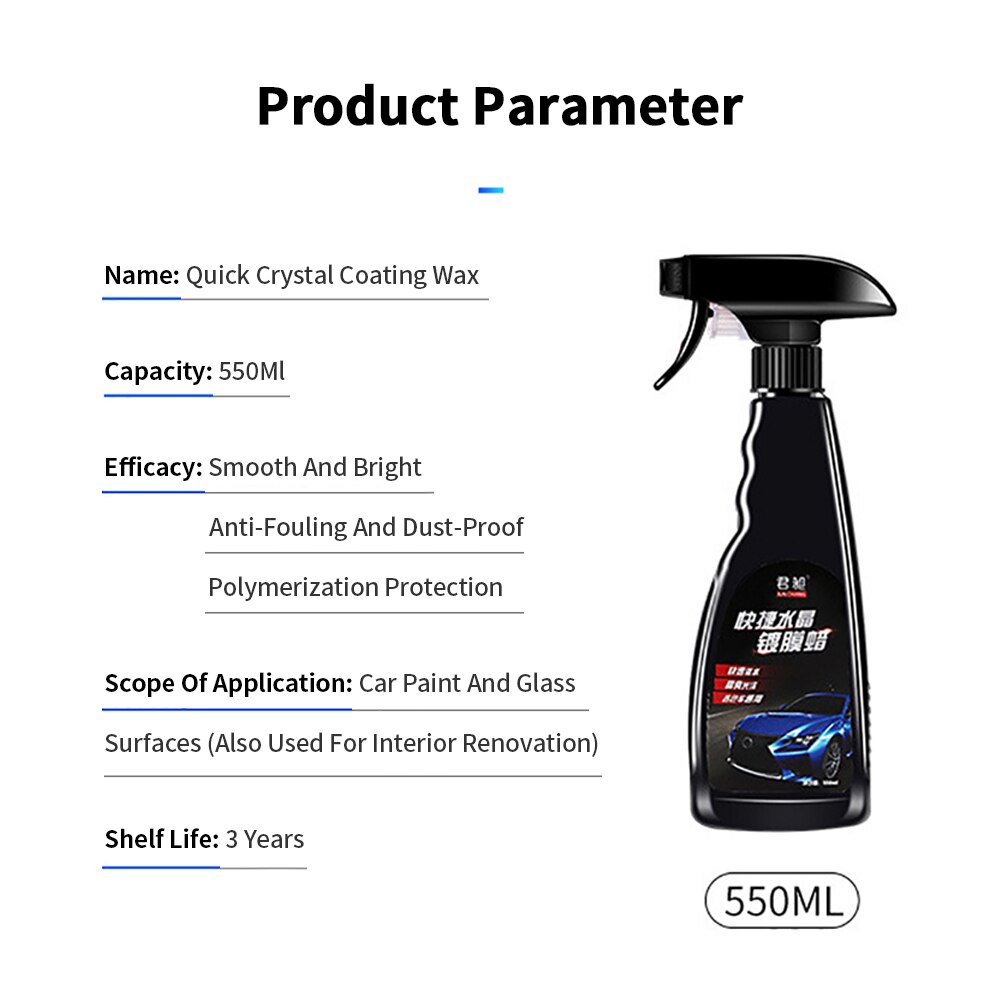 550ml Car Ceramic Coating Polishing Crystal Plating Spray Sealant Wax Waterproof Nano-Coating Wax Car Paint Maintenance Agent