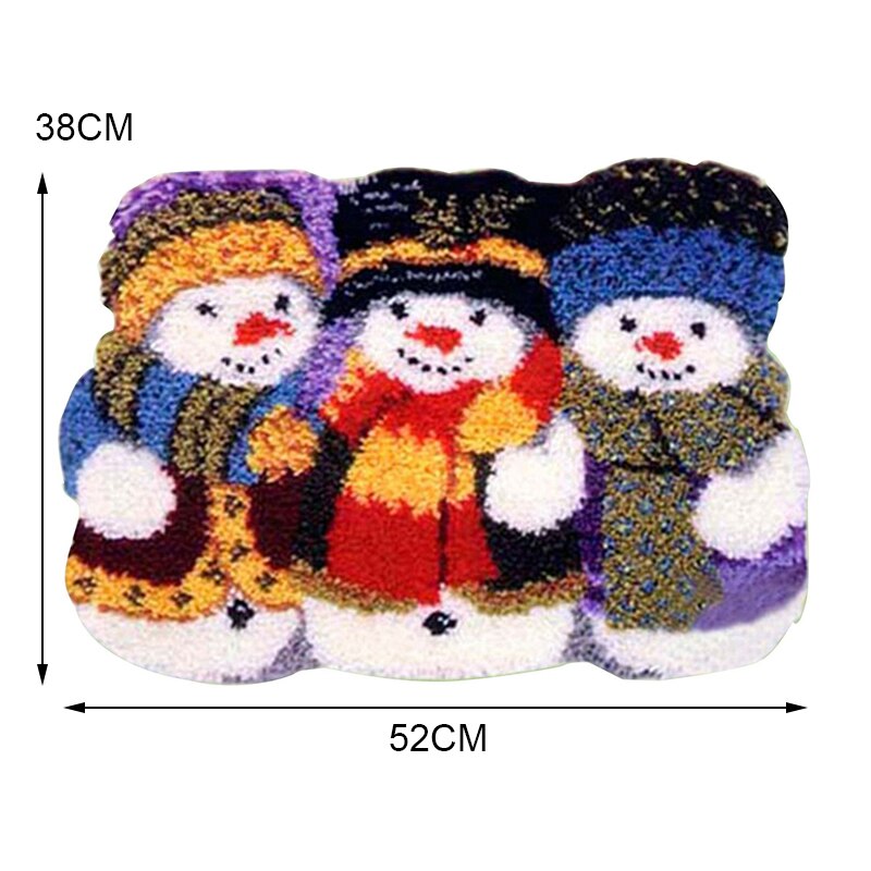 Kit de alfombra de gancho, juegos de costura DIY, Kit de alfombra de hilo de ganchillo sin terminar para alfombra de aguja de lengüeta alfombra con hombre de nieve, decoración de Navidad 38x52cm