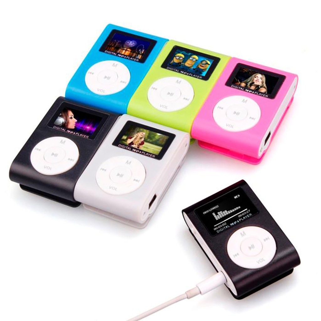 Mini Usb pince lecteur Mp3 écran Lcd prend en charge 32gb Micro Sd Tf carte 3.5mm prise stéréo lecteur de musique en plein air 5 couleurs Micro SD TF