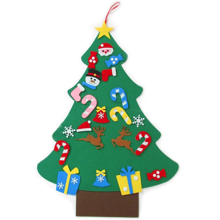 Jul treediy håndlavet filt år børn legetøj kunstige træ væghængende ornamenter jul til boligindretning: 95 x70