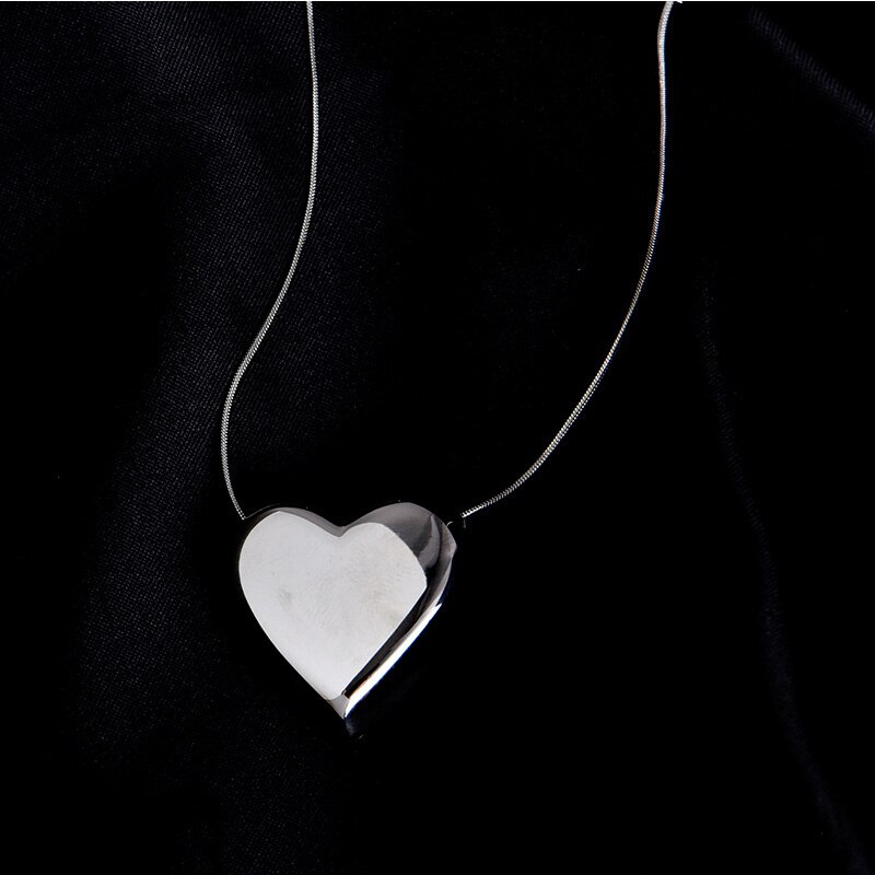 Kobröd stort kärlekshalsband för kvinnor persika hjärta hänge nyckelbenskedja rostfritt stål halsband #39: Silver-