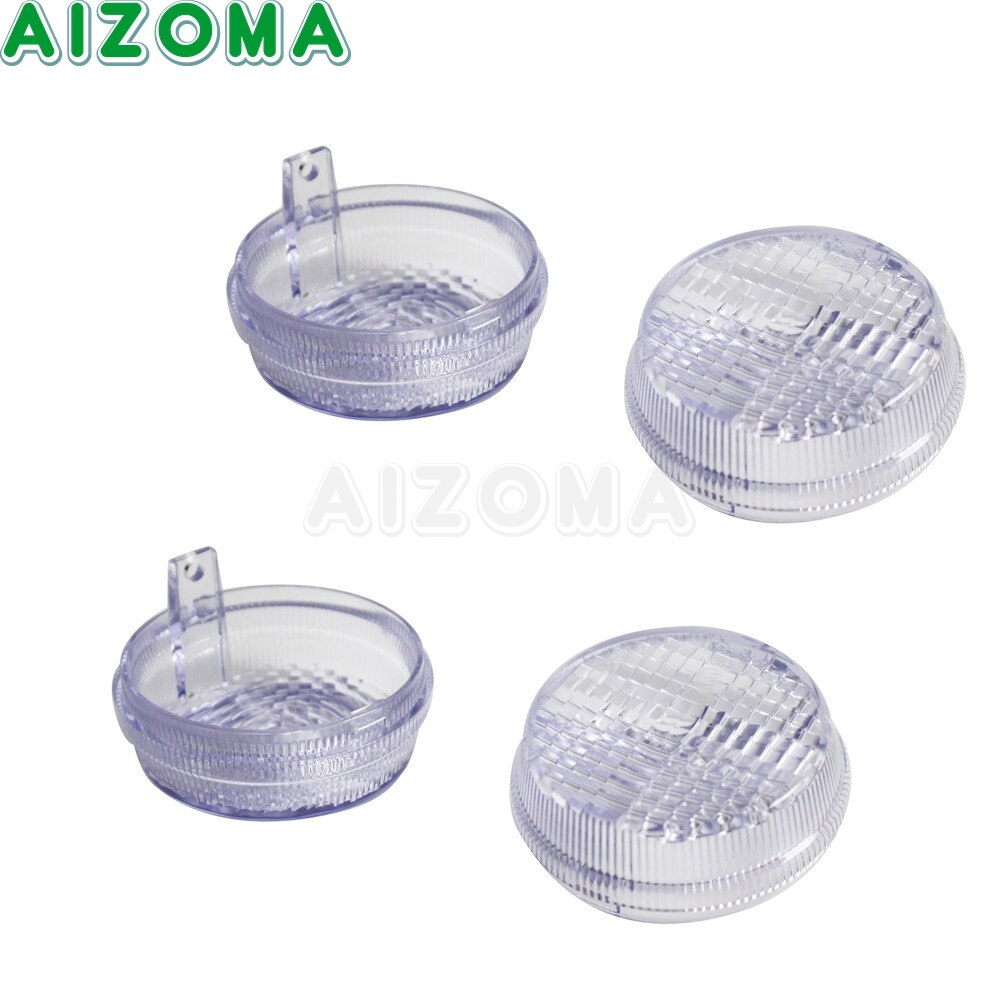 Lentes de luz delantera y trasera para coche, intermitentes de color ámbar con humo claro, lente redonda de 1300 pulgadas para Honda VTX Aero 1600, Kawasaki Vulcan 2,75, VN1600: 4pcs Clear