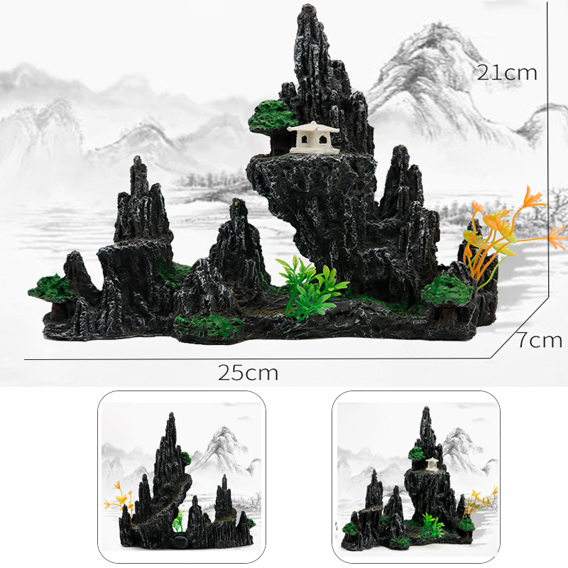 Aquarium Rockery Stone Aquatic Ornaments Fish Tank Landscaping Simulation Landscape Resin Rockery Stone Pet Accessoriess: AX-013