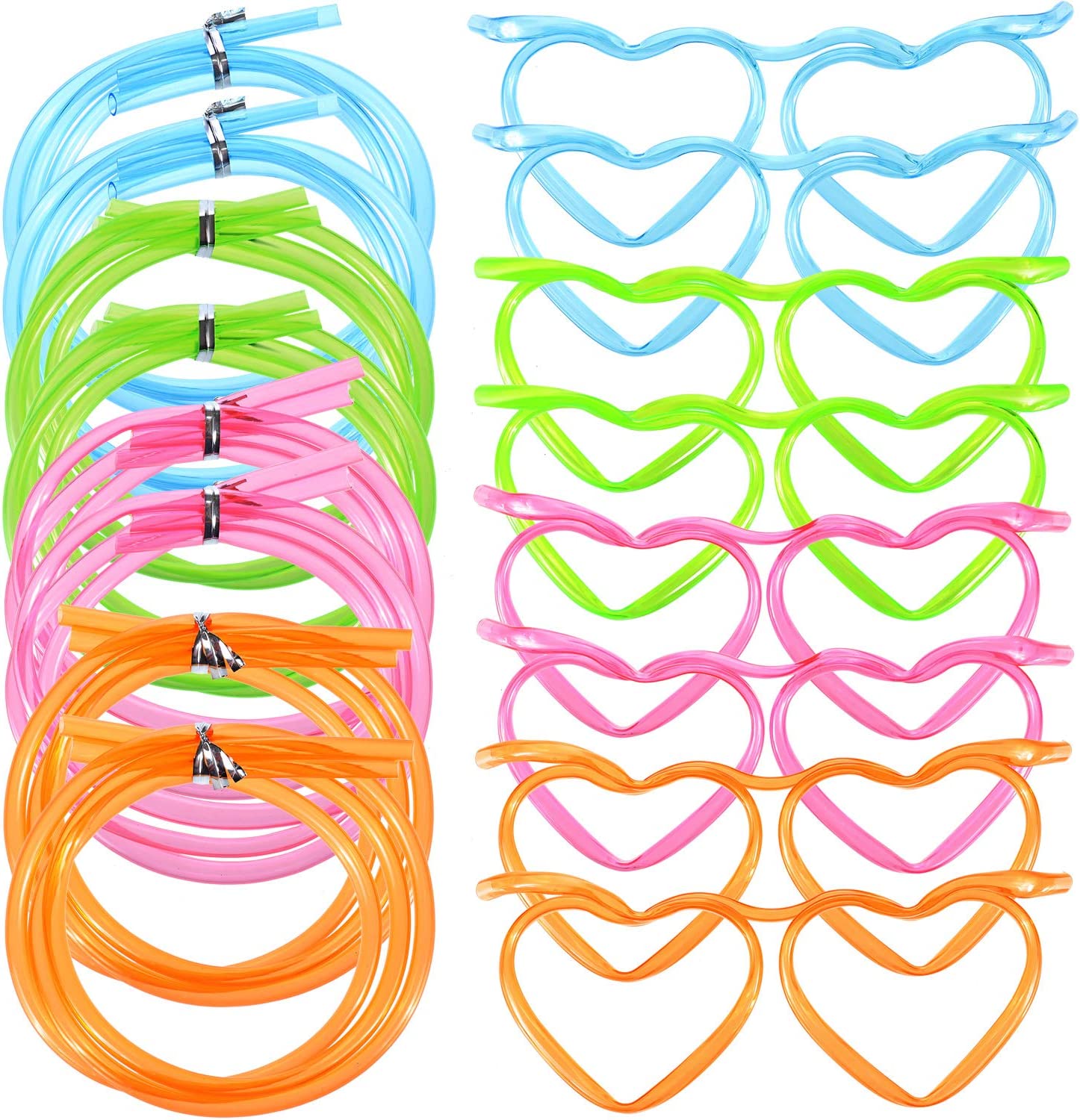 2-8PCS Straw Glasses, Reusable Fun Loop Drinking Straw Eye Glasses, Novelty Eyeglasses Straw for Party Annual Meeting Parties