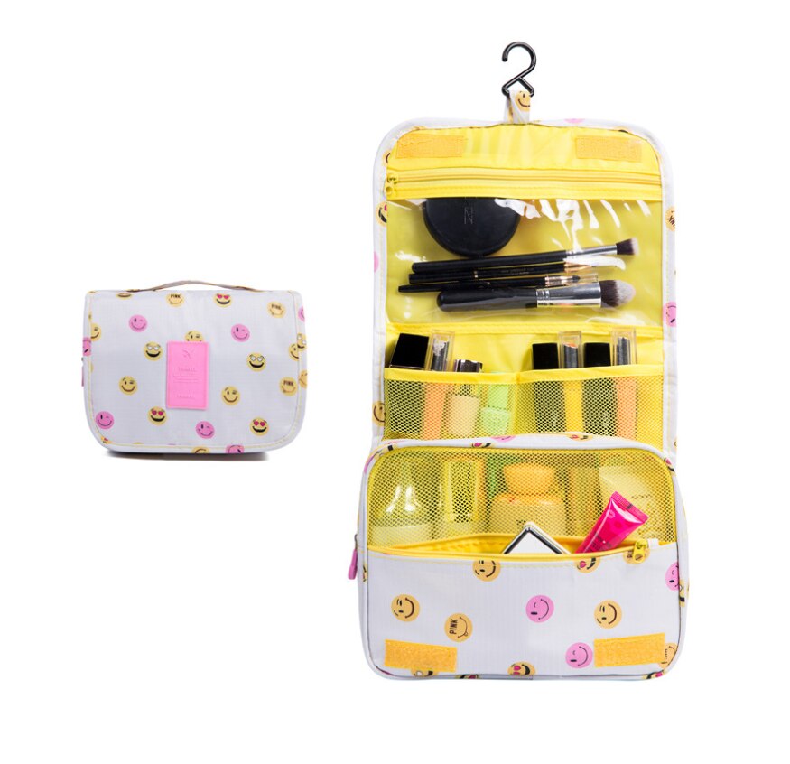 Bolsas de maquillaje de para mujer, Neceser de viaje, organizador de artículos de tocador, almacenamiento impermeable, Neceser colgante para Baño: 1   Pink    Yellow