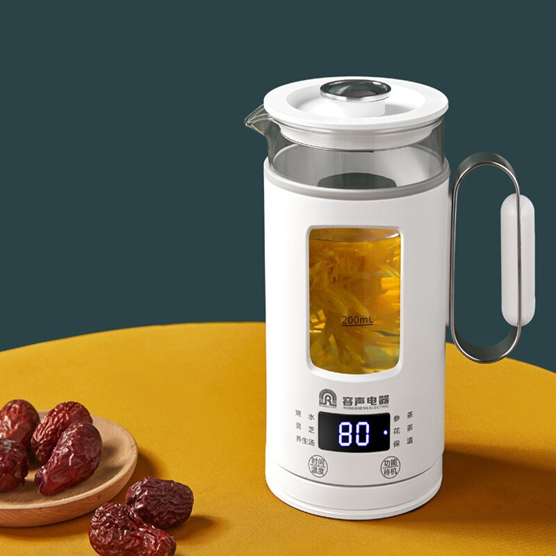 Xiaomi-Mini hervidor de agua eléctrico para la salud, tetera portátil multifunción con filtro, taza de acero inoxidable, Caldera de agua de vidrio: White / EU