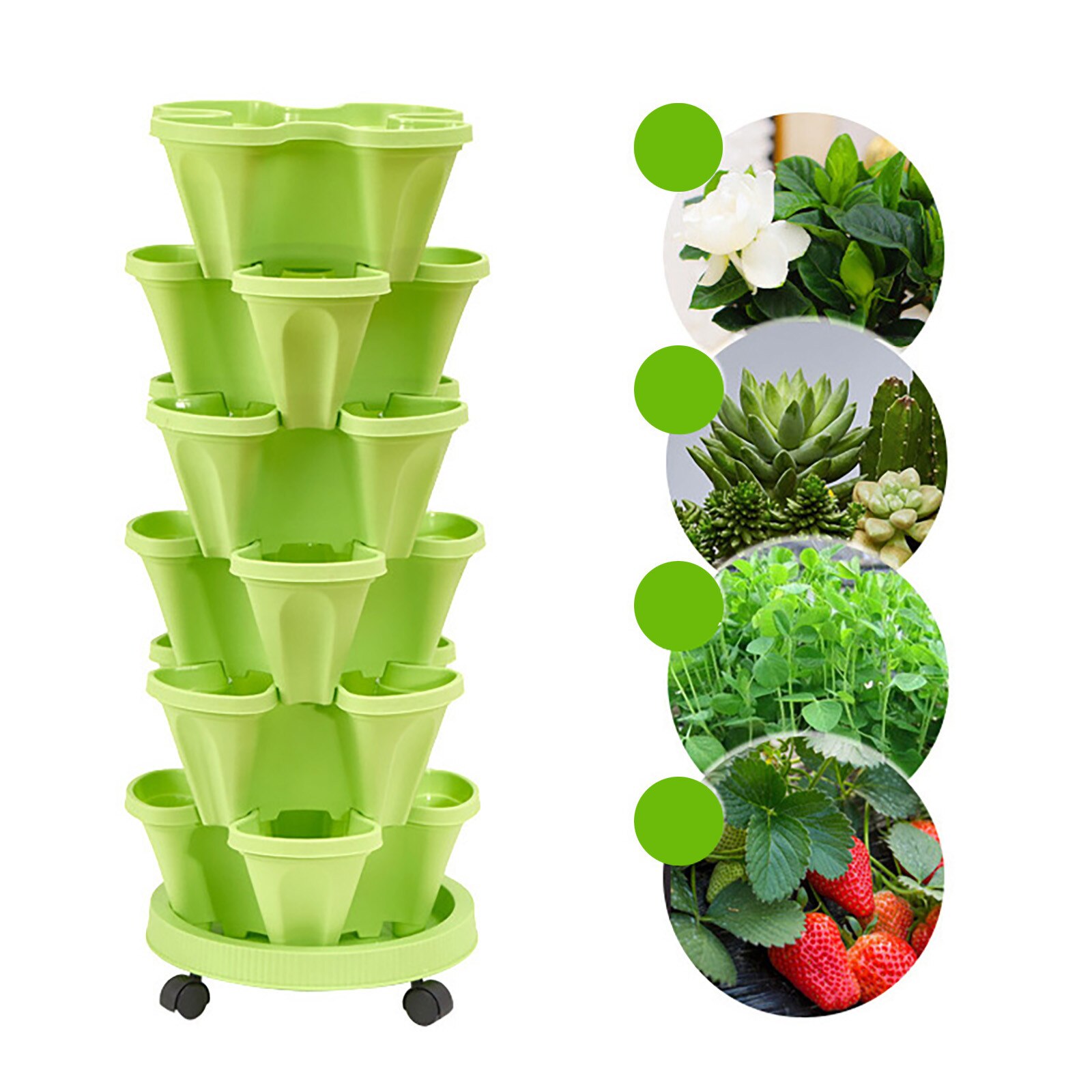 Stackable Flower Tower Strawberry Planter Multi-Layer Combination Vertical Planter Three Petal for Strawberry Herb Vegetable Pot