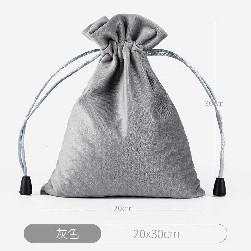 Velvet Drawstring Bags Wedding Partty Candy Bags Storage Packaging Bags Supplier: 20x30cm gray