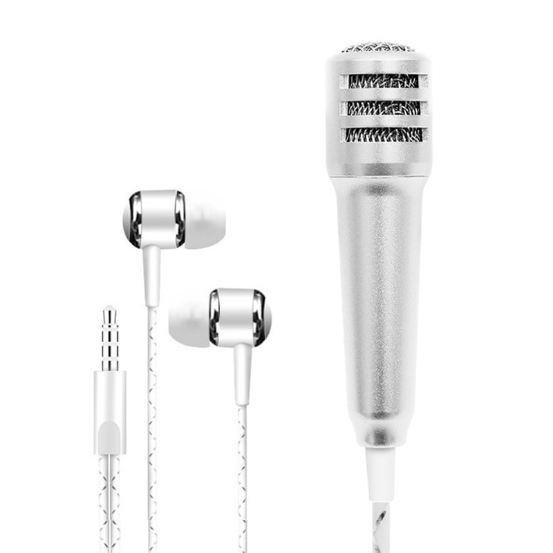Mini K Song Recording Mic Microphone with Earphones for Phone Computer GDeals: Silver