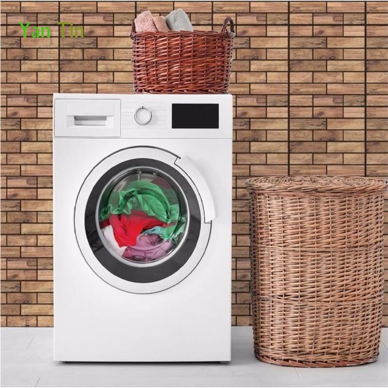 3D Wood Grain Emboss Retro Pattern Tiles 30*30cm Wall Sticker Kitchen Toilet Bedroom Tiles Wall Decals Detachable PVC Art Mural