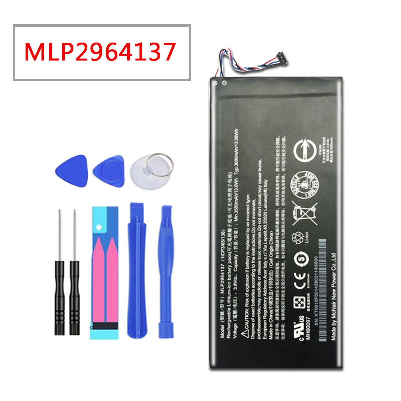 Batería de tableta MLP2964137 para ACER Iconia One, 7 B1-730HD, A1402, 3165142P, B1-730HD-170L, batería de 3,8 V y 3680MAH