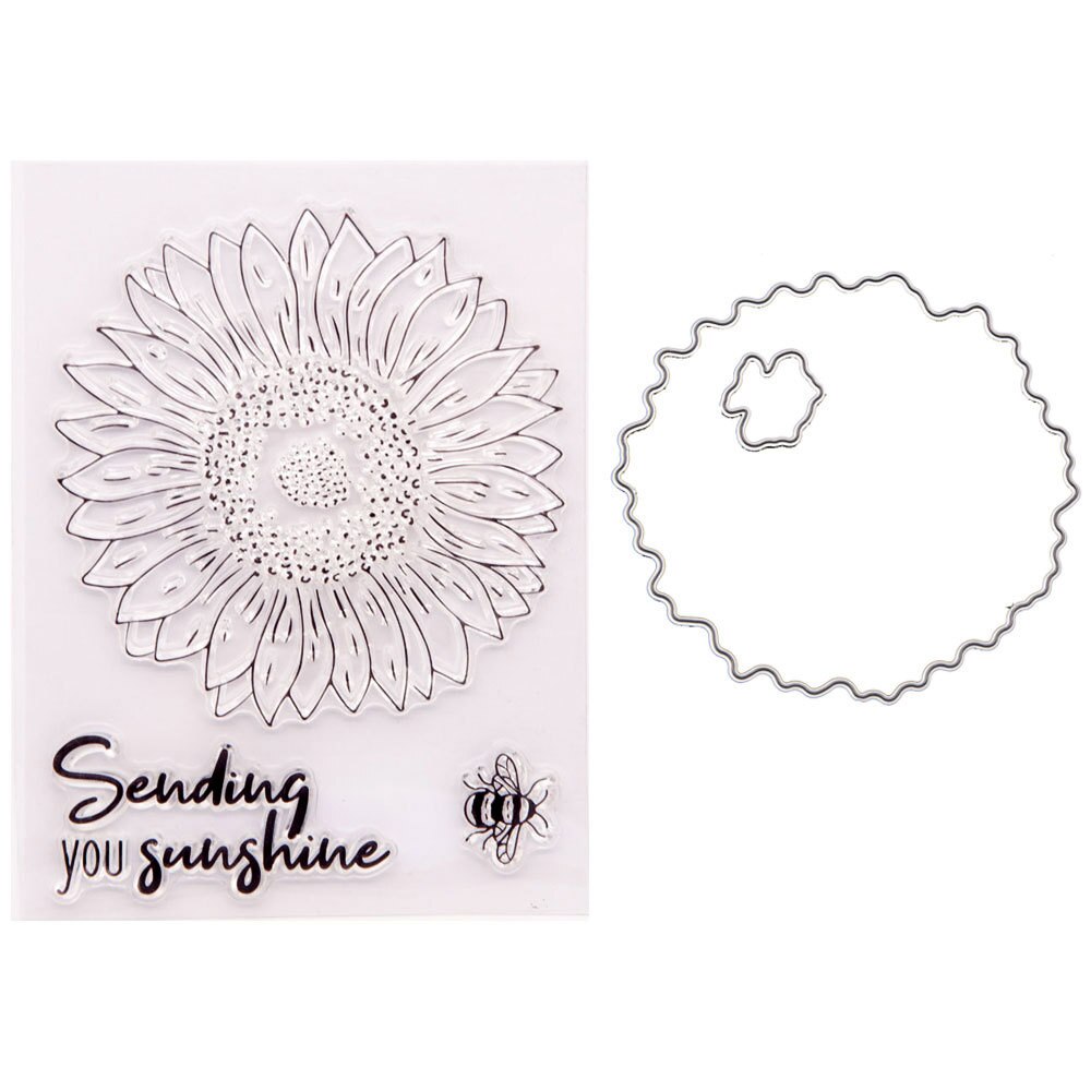 Big Sunflower Flowers Silicone Clear Seal Stamp Cutting Dies Set DIY Scrapbooking Embossing Photo Album Decorate