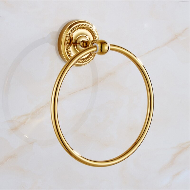 Gold/ Rose Gold Simple Copper Towel Ring Towel Bar Bathroom Hardware Accessories: Gold
