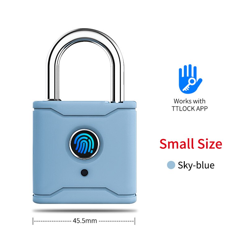 Bluetooth Smart Hangslot Vingerafdruk Lock Slimme Keyless Met Ttlock App: Sky Blue