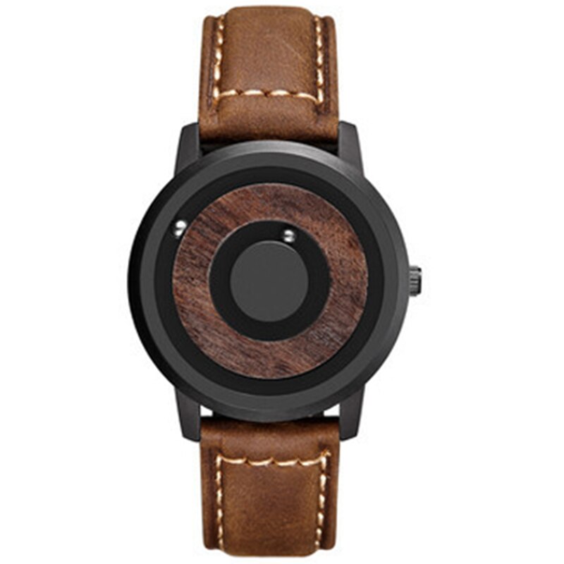 Echt Holz Uhr Kreative Holz Zifferblatt Männer Uhren Magnetische Magnet Metall Ball EUTOUR Mens Retro Quarzuhr Männlichen Saat reloj: 10