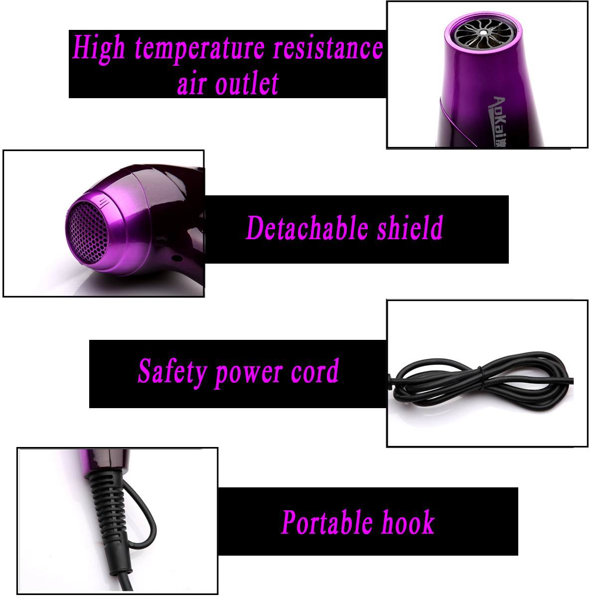 2800W Electric Hair Dryer Salon Household Hairdressing Blow Cold Wind Hair Dryer AC Motor Detachable Air Inlet