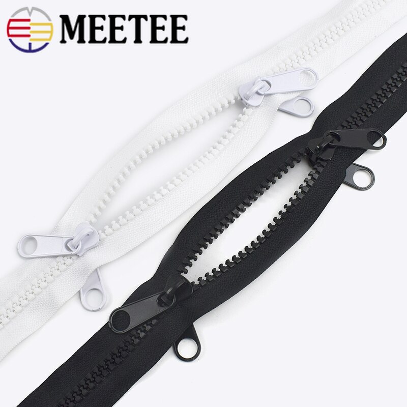1/2/3/4/5/6Meters 10# Double Zip Sliders Resin Zipper For Tent Bags Outdoor Travel Long Coat DIY Clothing Sewing Accessories